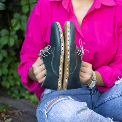 Handmade Toledo Green Earthing Shoes with Copper for Women