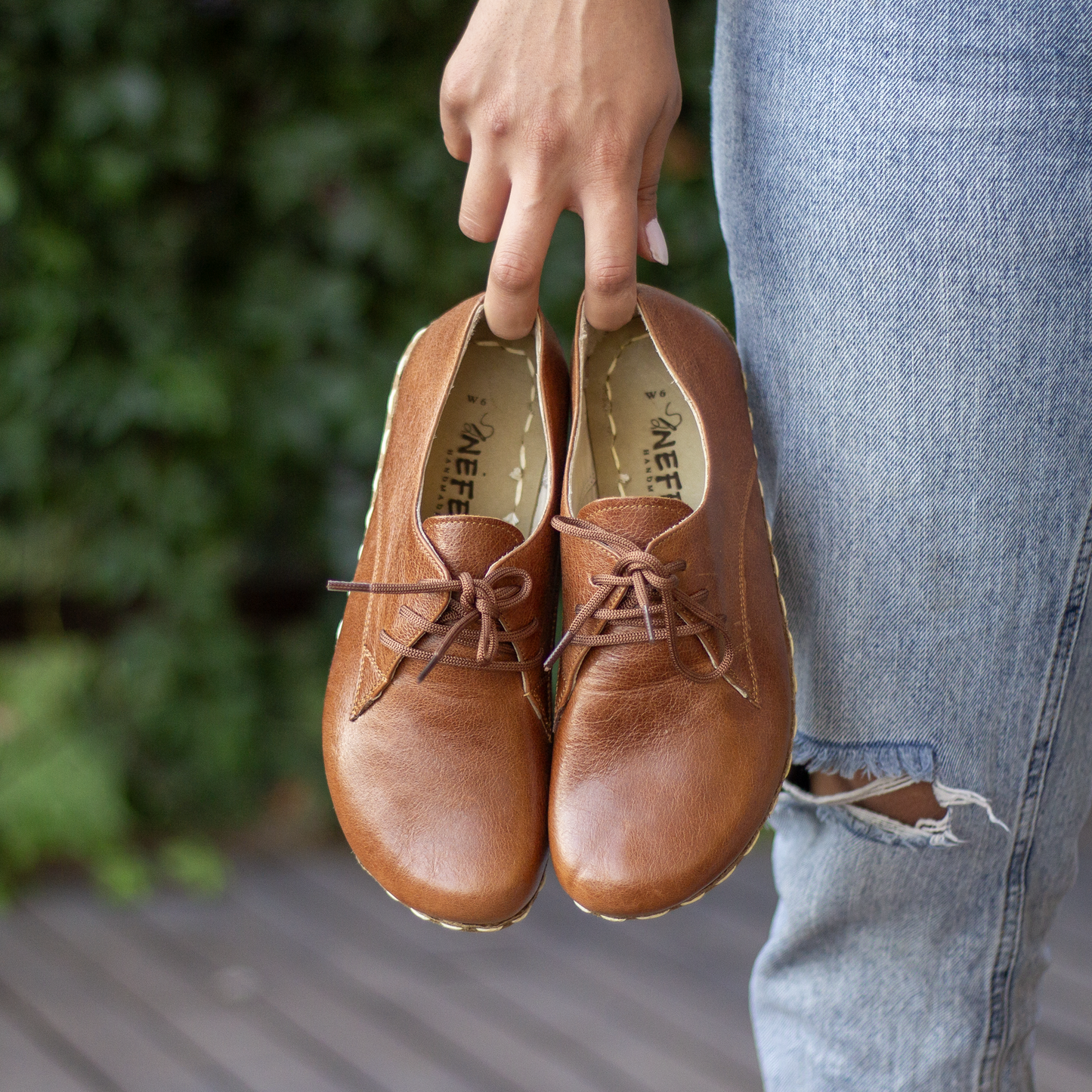 Barefoot Style Hand-Sewn Antique Brown Shoes For Women