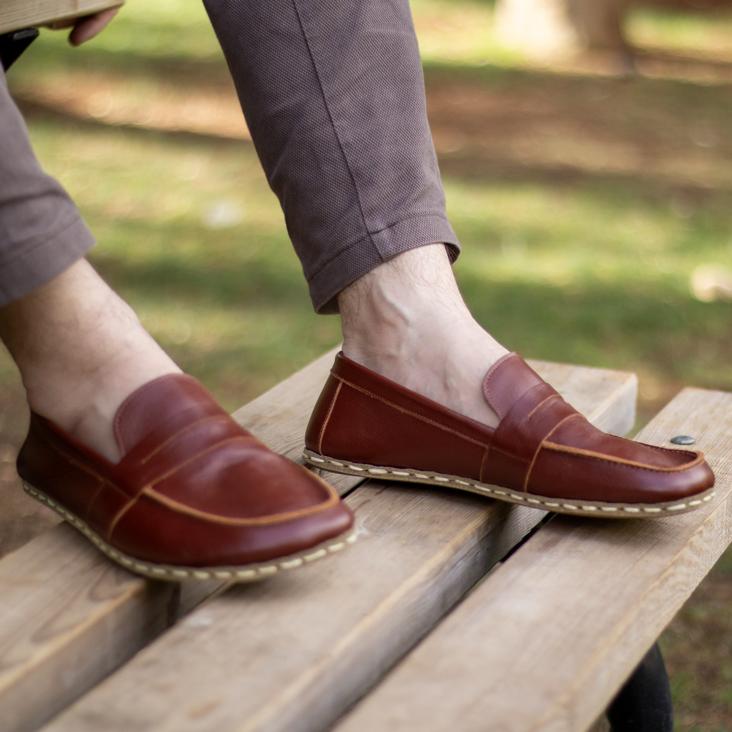 Men's Leather Earthing Barefoot Shoes Tornado Brown