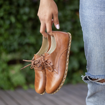 Barefoot Style Hand-Sewn Antique Brown Shoes For Women