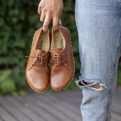 Barefoot Style Hand-Sewn Antique Brown Shoes For Women