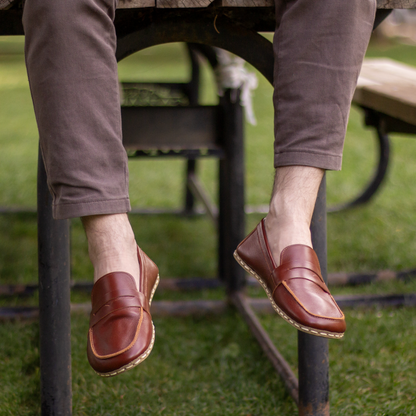 Men's Leather Earthing Barefoot Shoes Tornado Brown