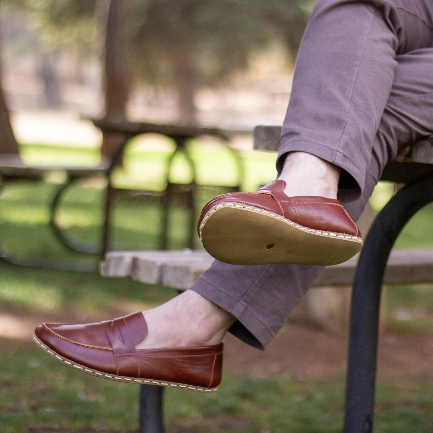 Men's Leather Earthing Barefoot Shoes Tornado Brown