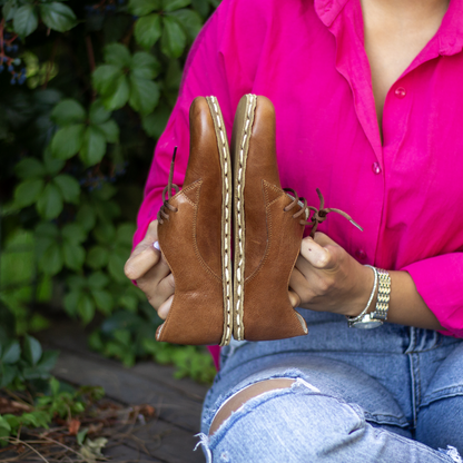 Barefoot Style Hand-Sewn Antique Brown Shoes For Women