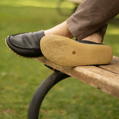 Men's Leather Earthing Barefoot Shoes Black