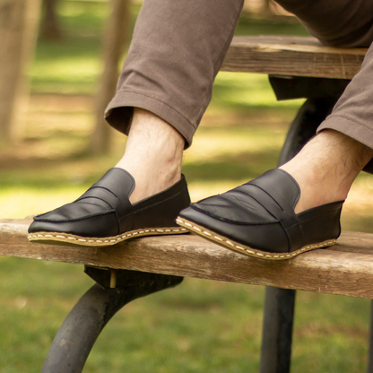 Men's Leather Earthing Barefoot Shoes Black