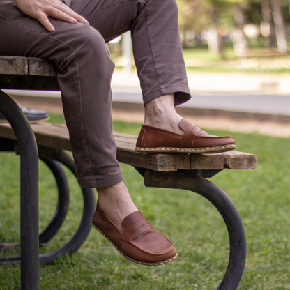 Men's Leather Earthing Barefoot Shoes Crazy New Brown