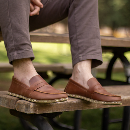 Men's Leather Earthing Barefoot Shoes Crazy New Brown