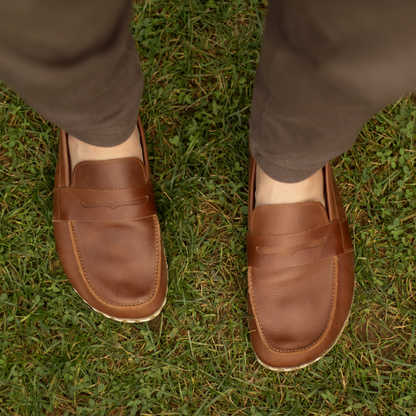 Men's Leather Earthing Barefoot Shoes Crazy New Brown