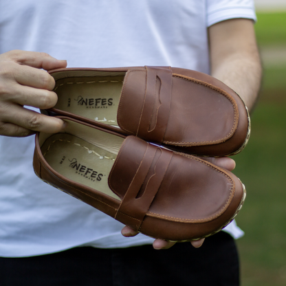 Men's Leather Earthing Barefoot Shoes Crazy New Brown