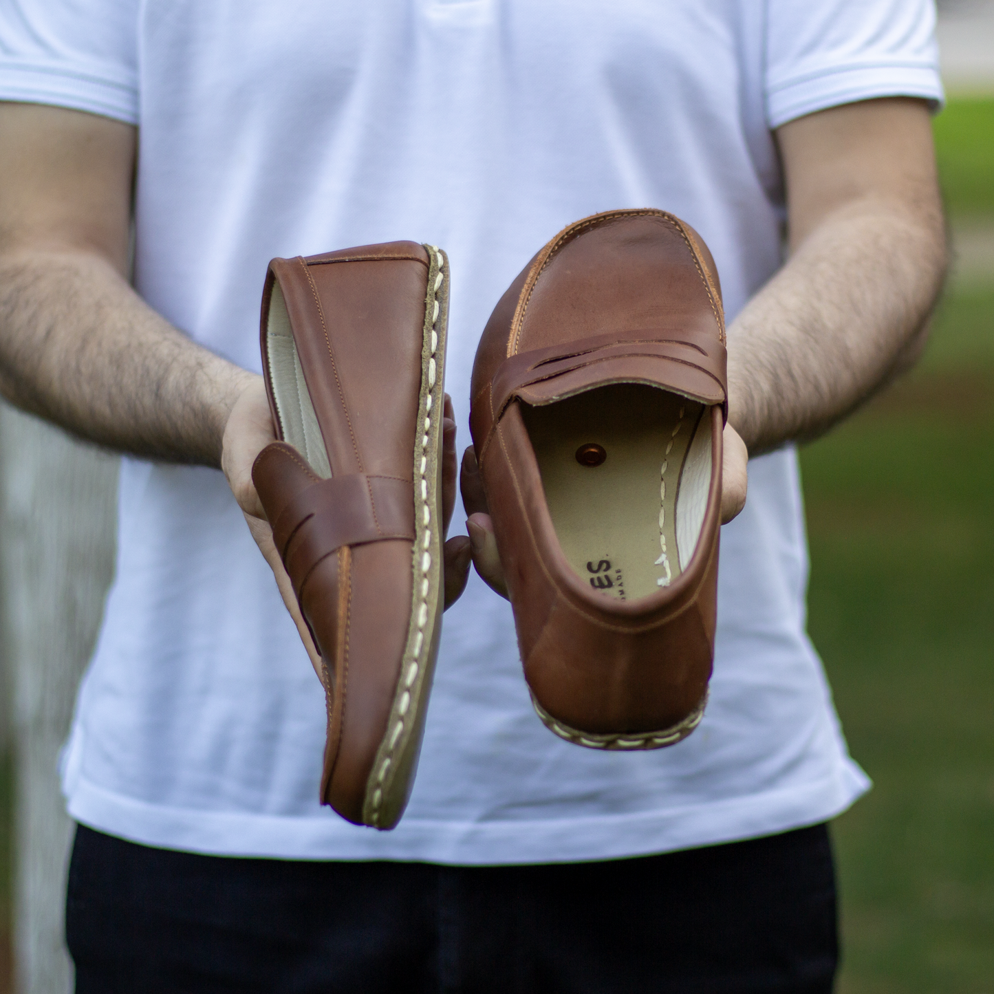 Men's Leather Earthing Barefoot Shoes Crazy New Brown