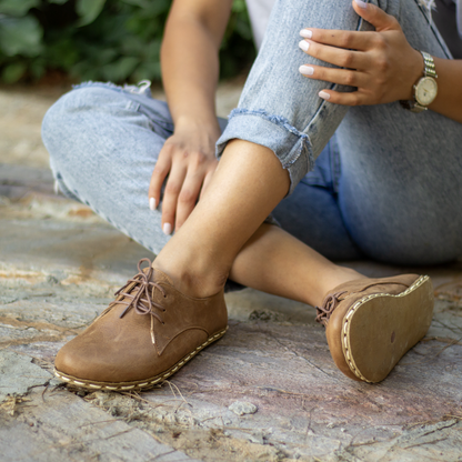 Grounding Handmade Zero Drop Barefoot Shoes For Women, Matte Brown