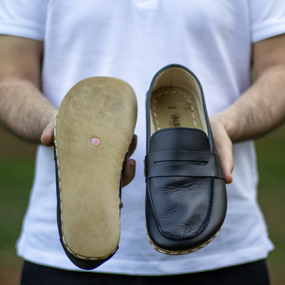 Men's Leather Earthing Barefoot Shoes Black