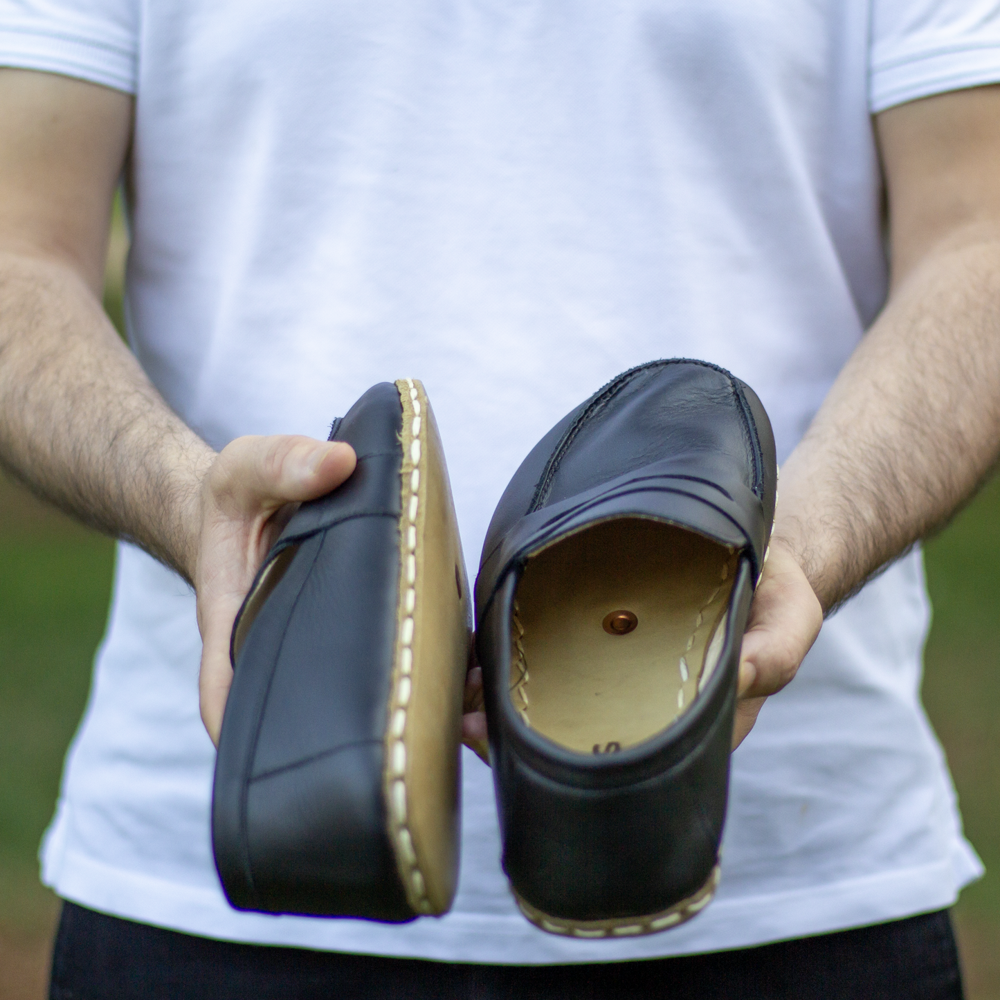 Men's Leather Earthing Barefoot Shoes Black