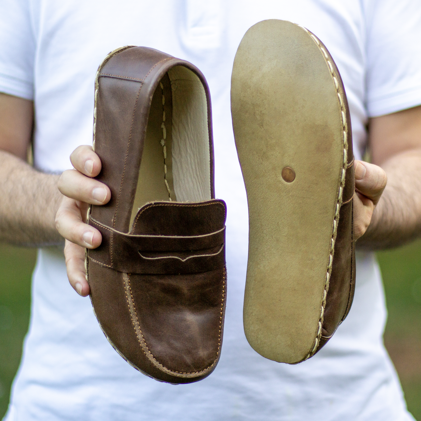 Men's Leather Earthing Barefoot Shoes Crazy Classic Brown