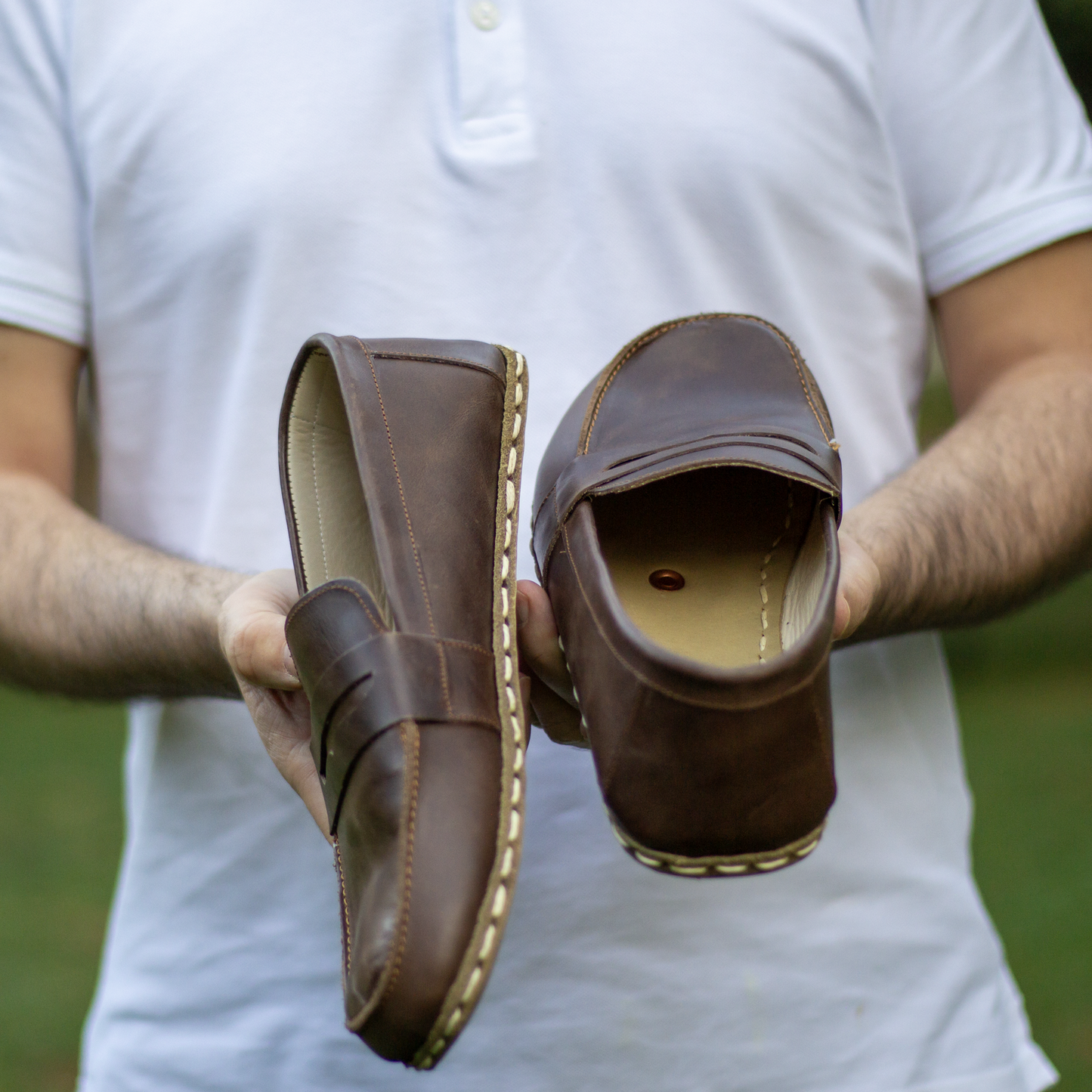 Men's Leather Earthing Barefoot Shoes Crazy Classic Brown