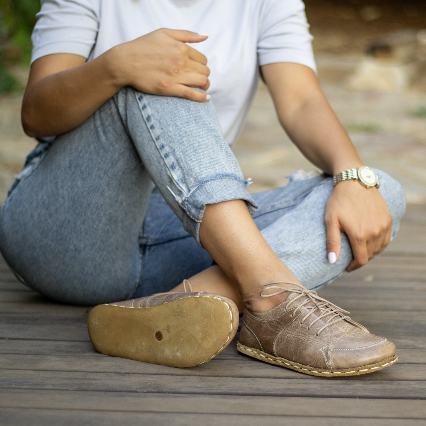 Handmade Women's Visionary Leather Barefoot Sneakers