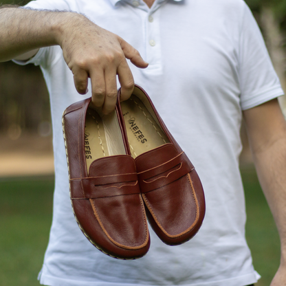 Men's Leather Earthing Barefoot Shoes Tornado Brown