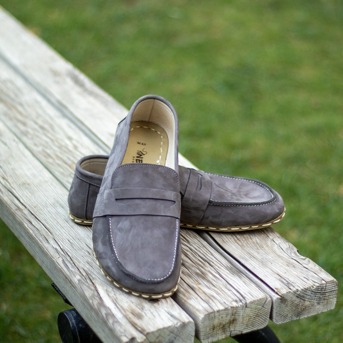 Men's Leather Earthing Barefoot Shoes Gray Nubuck