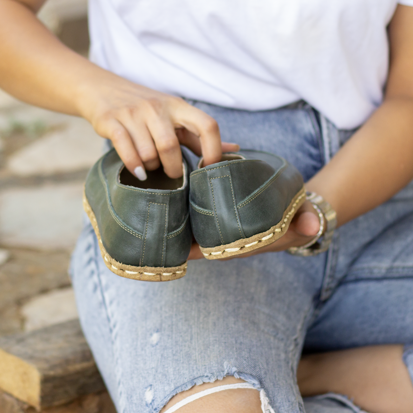 Barefoot Loafers for Women, Handmade Toledo Green