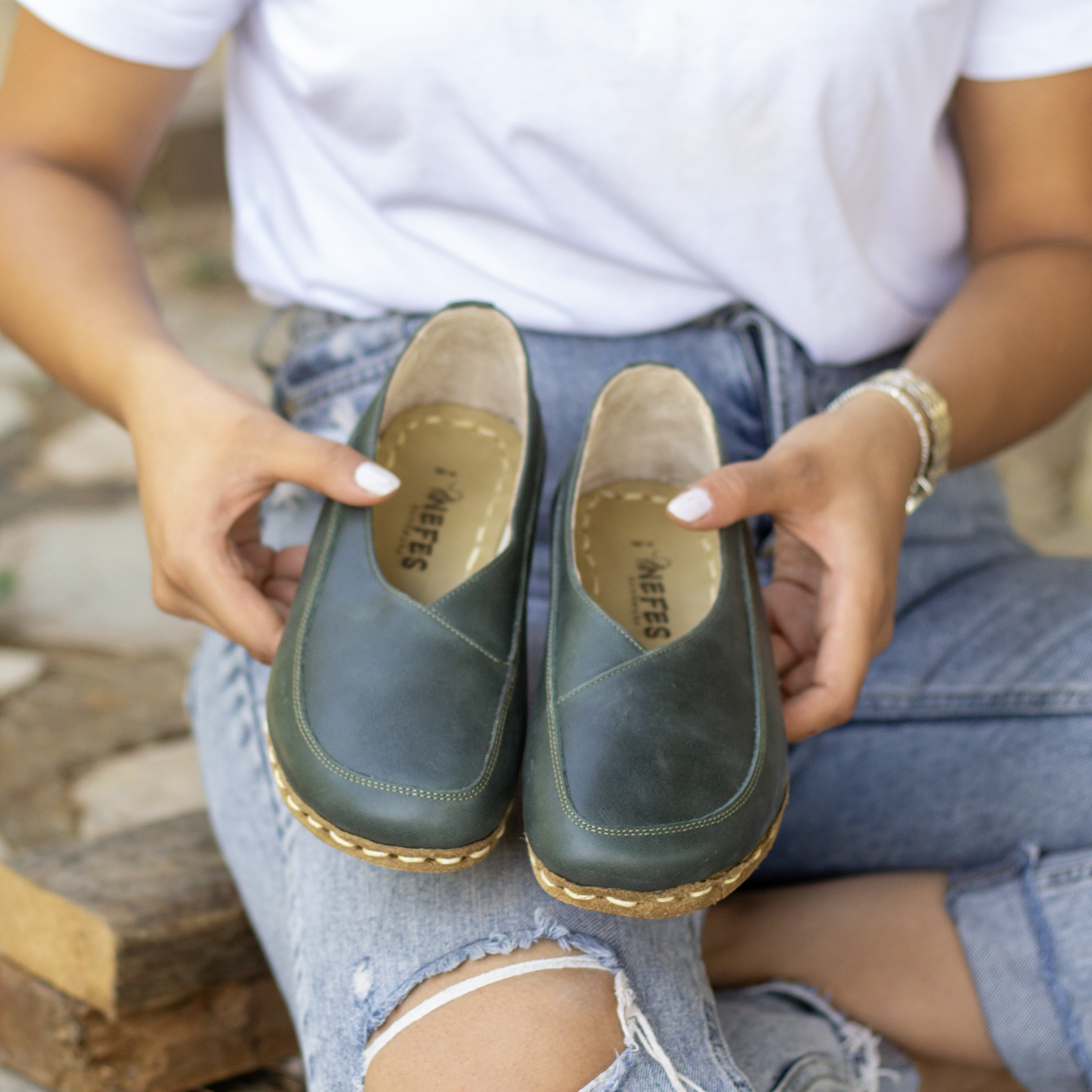 Barefoot Loafers for Women, Handmade Toledo Green