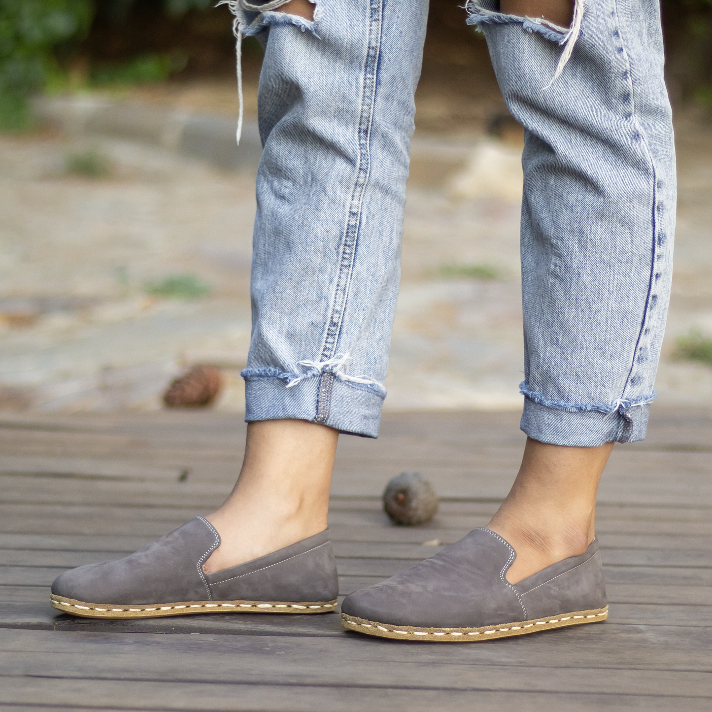 Handmade Women's Barefoot Shoes - Nubuck Gray