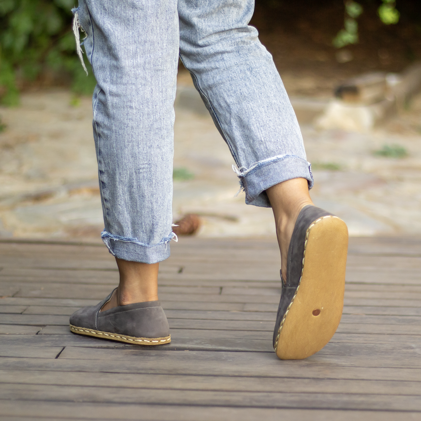 Handmade Women's Barefoot Shoes - Nubuck Gray