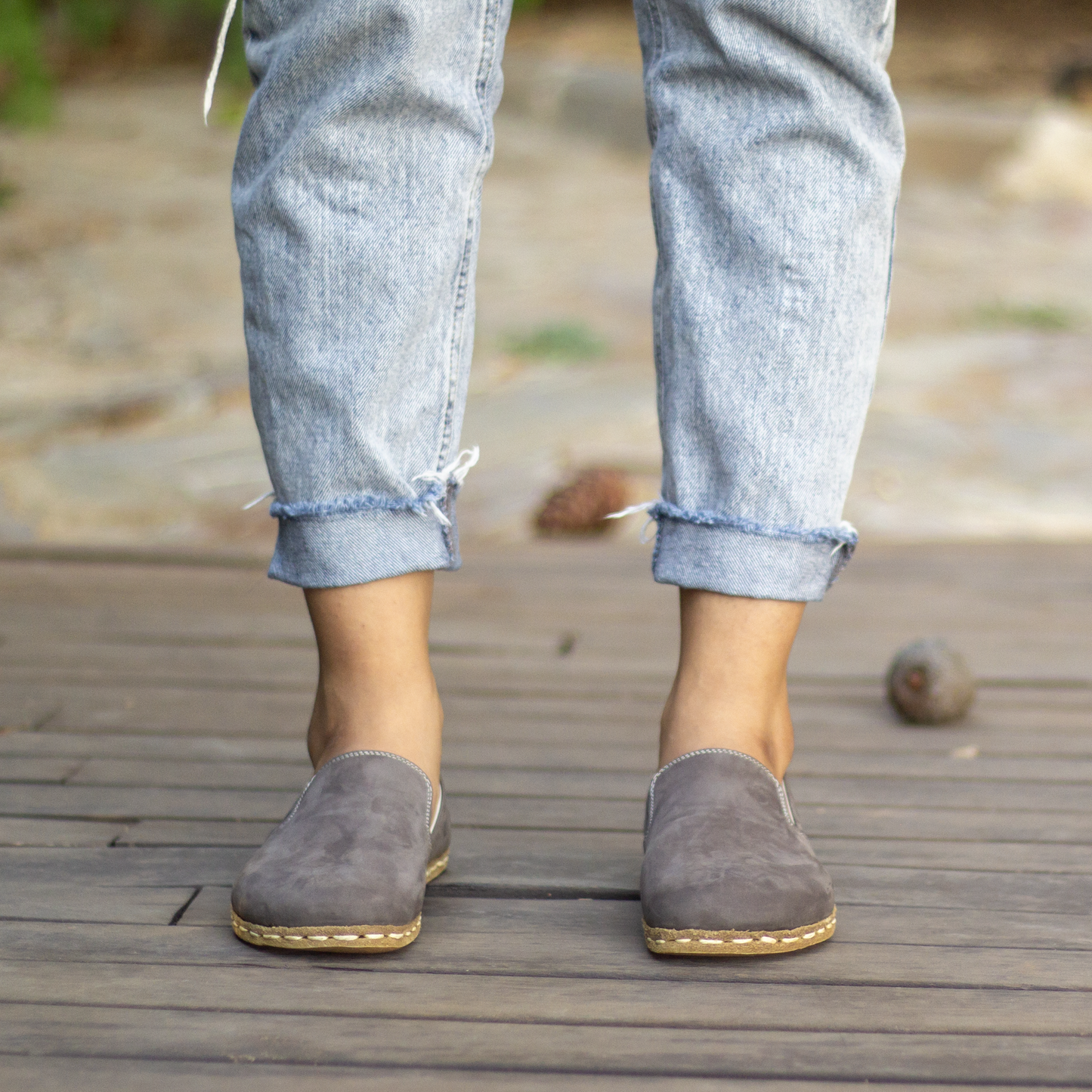 Handmade Women's Barefoot Shoes - Nubuck Gray