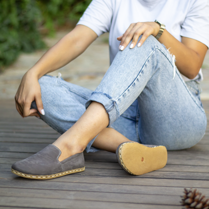 Handmade Women's Barefoot Shoes - Nubuck Gray