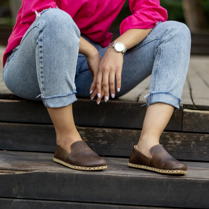 Handmade Barefoot Shoes Women's  - Crazy Classic Brown