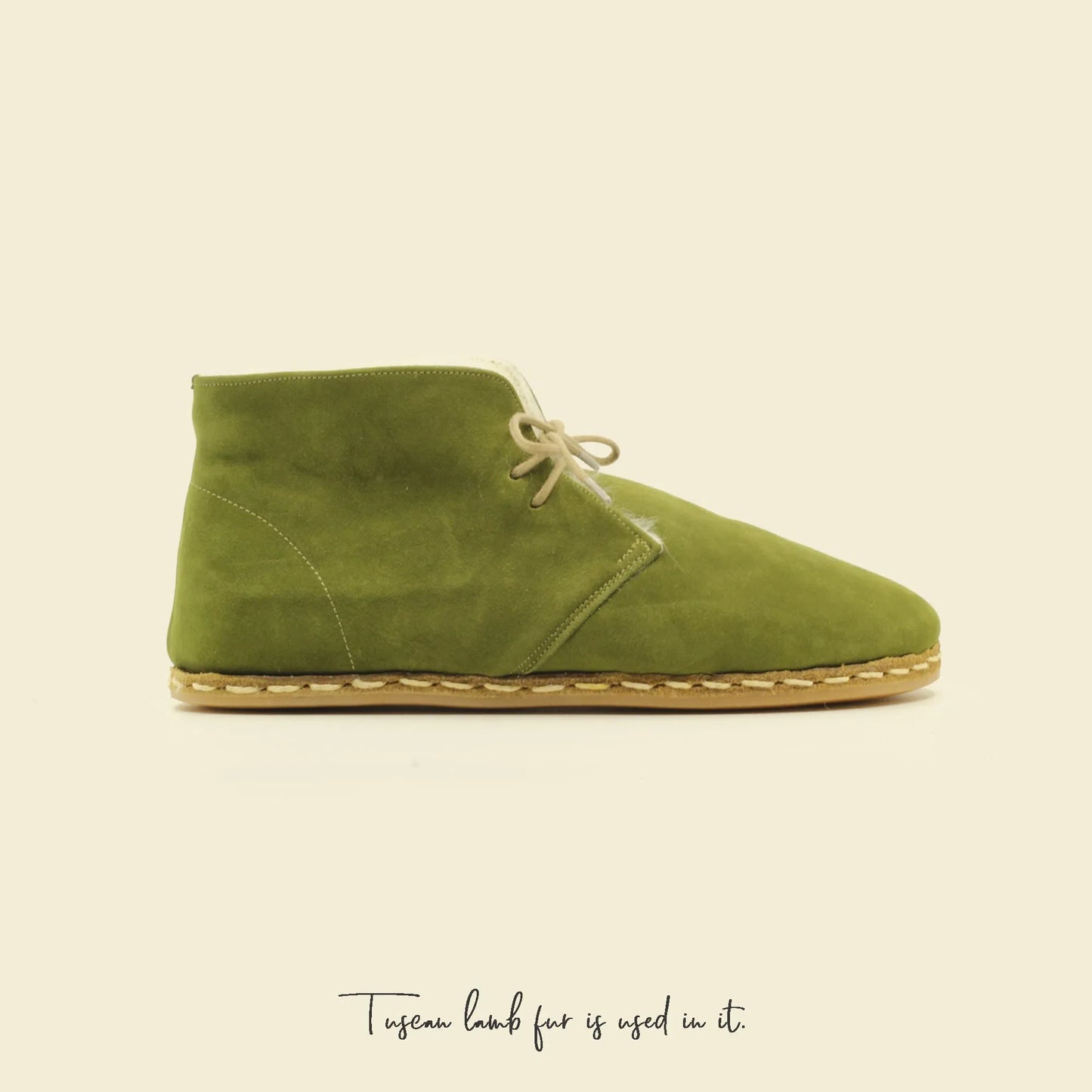 Ankle Boots Oxford Style Green Men Furry Laced Short Boots