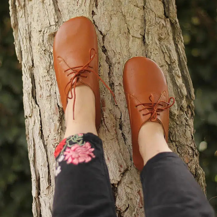 Oxford Style Lace-up Antique Brown Women's Shoes