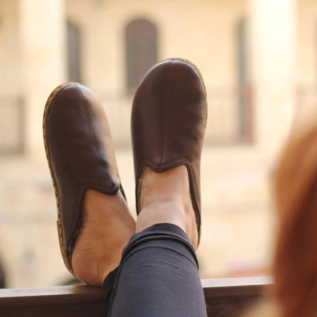 Barefoot Bitter Brown Close Toed Slippers