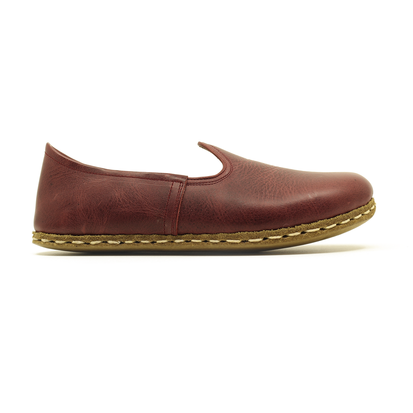 Barefoot Burgundy Leather Shoes: Handmade For Men's