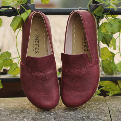 Barefoot Burgundy Leather Women's Shoes "Modern Style"