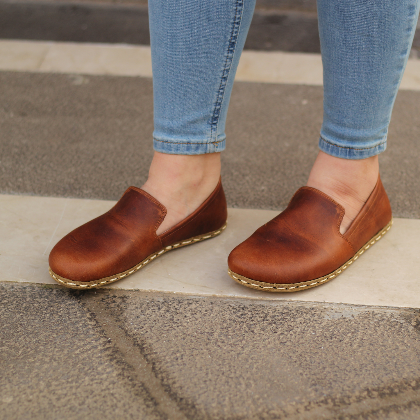 Barefoot Crazy New Brown Leather Women's Shoes "Modern Style"