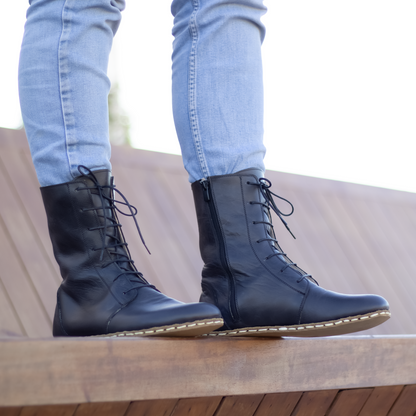 Barefoot Grounding Effect Black Leather Boots For Men