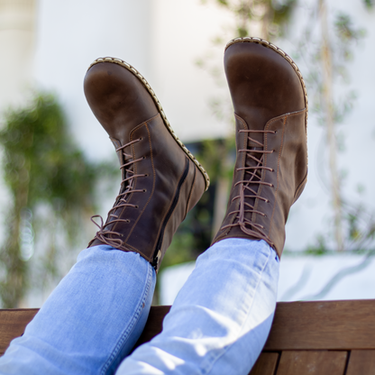 Barefoot Grounding Effect Crazy Classic Brown Leather Boots For Men