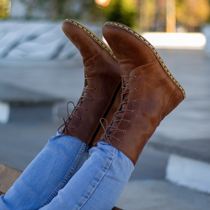 Barefoot Grounding Effect Crazy New Brown Leather Boots For Men