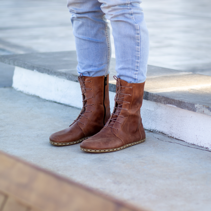 Barefoot Grounding Effect Crazy New Brown Leather Boots For Men