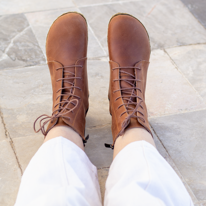 Barefoot Grounding Effect New Brown Leather Boots For Women