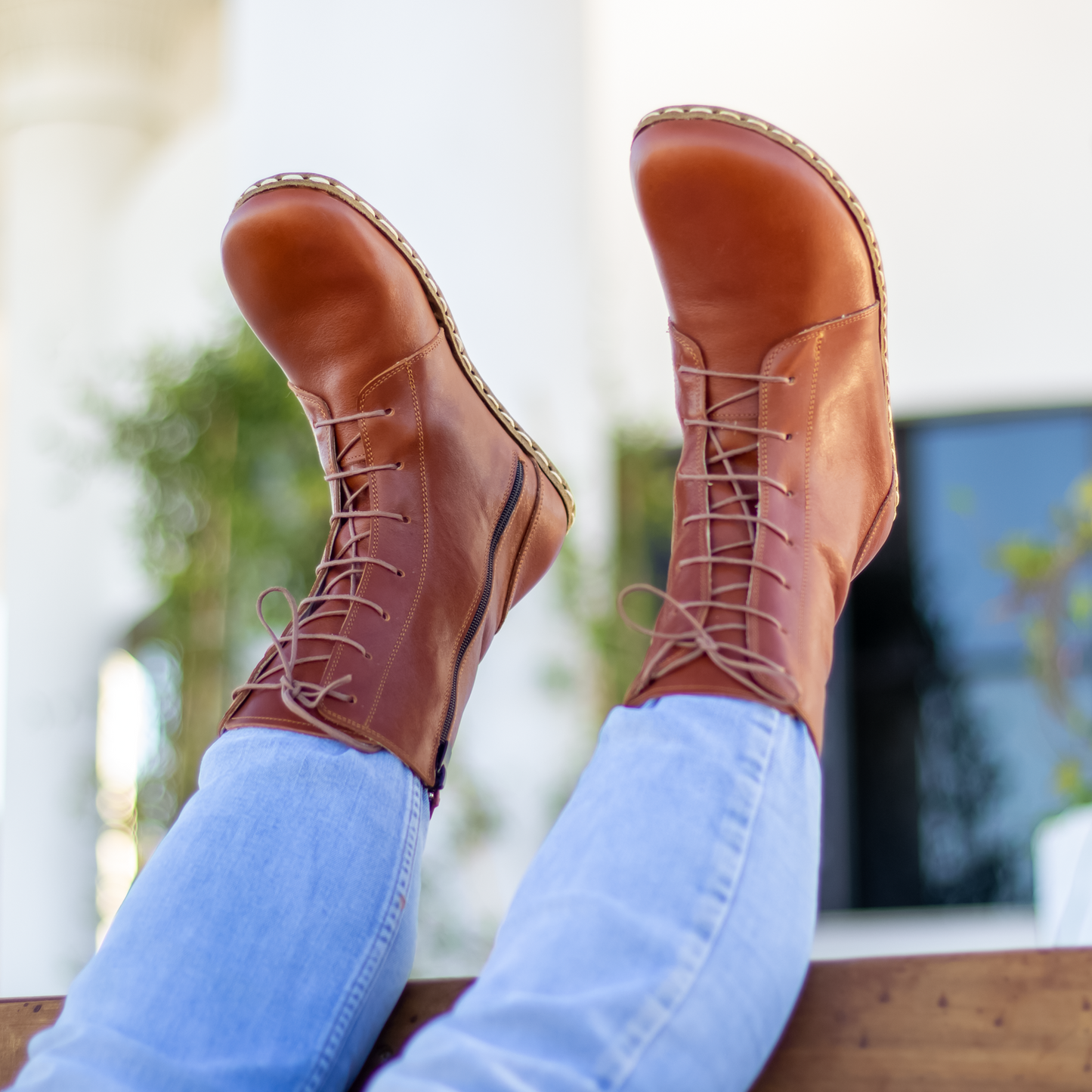 Barefoot Grounding Effect Tornado Brown Leather Boots For Men