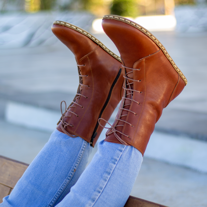 Barefoot Grounding Effect Tornado Brown Leather Boots For Men