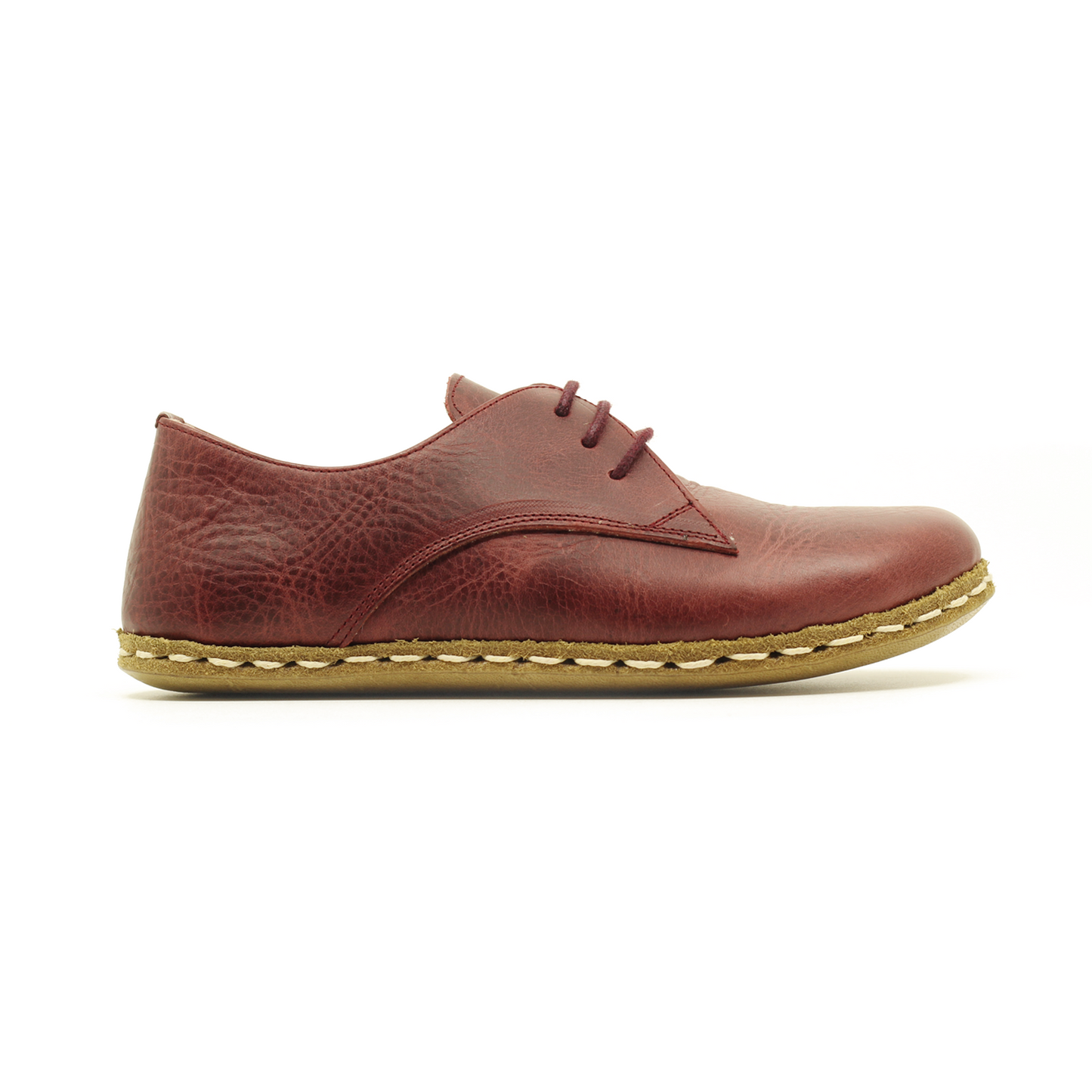 Barefoot Leather Mens Shoes Burgundy Lace-up