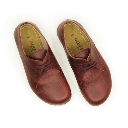 Barefoot Leather Mens Shoes Burgundy Lace-up