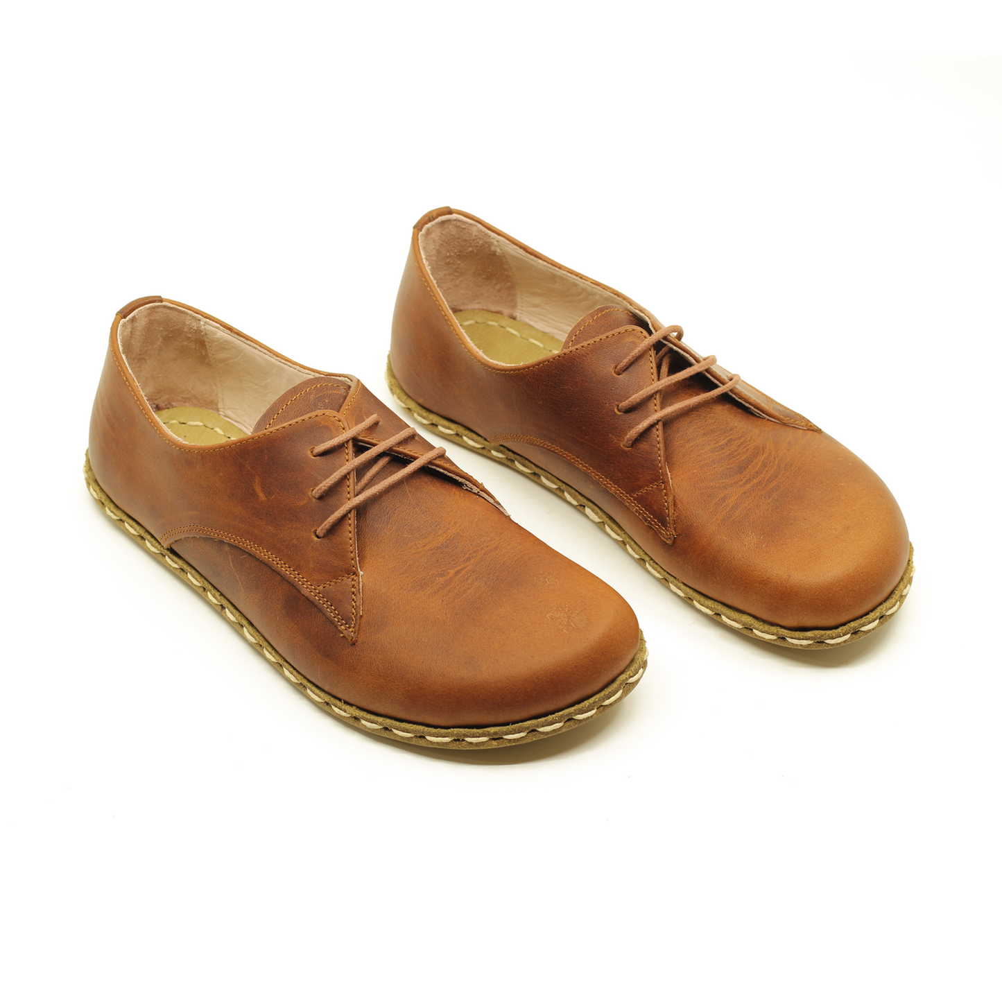 Barefoot Leather Mens Shoes Crazy New Brown Lace-up