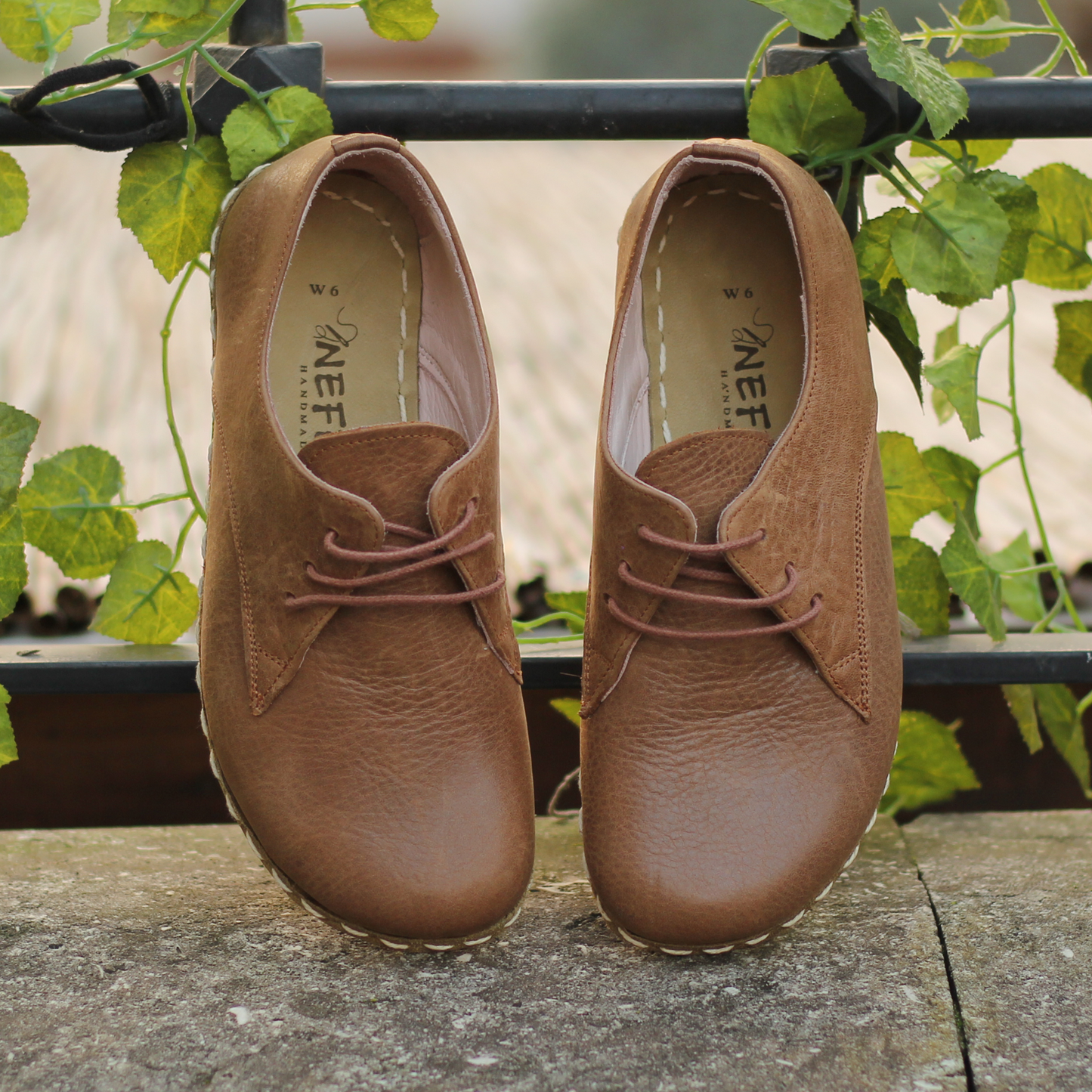 Barefoot Leather Mens Shoes Matte Brown Lace-up