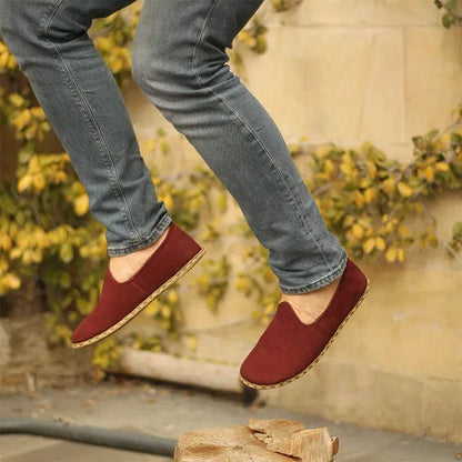 Men's Barefoot Shoes Nubuck Burgundy