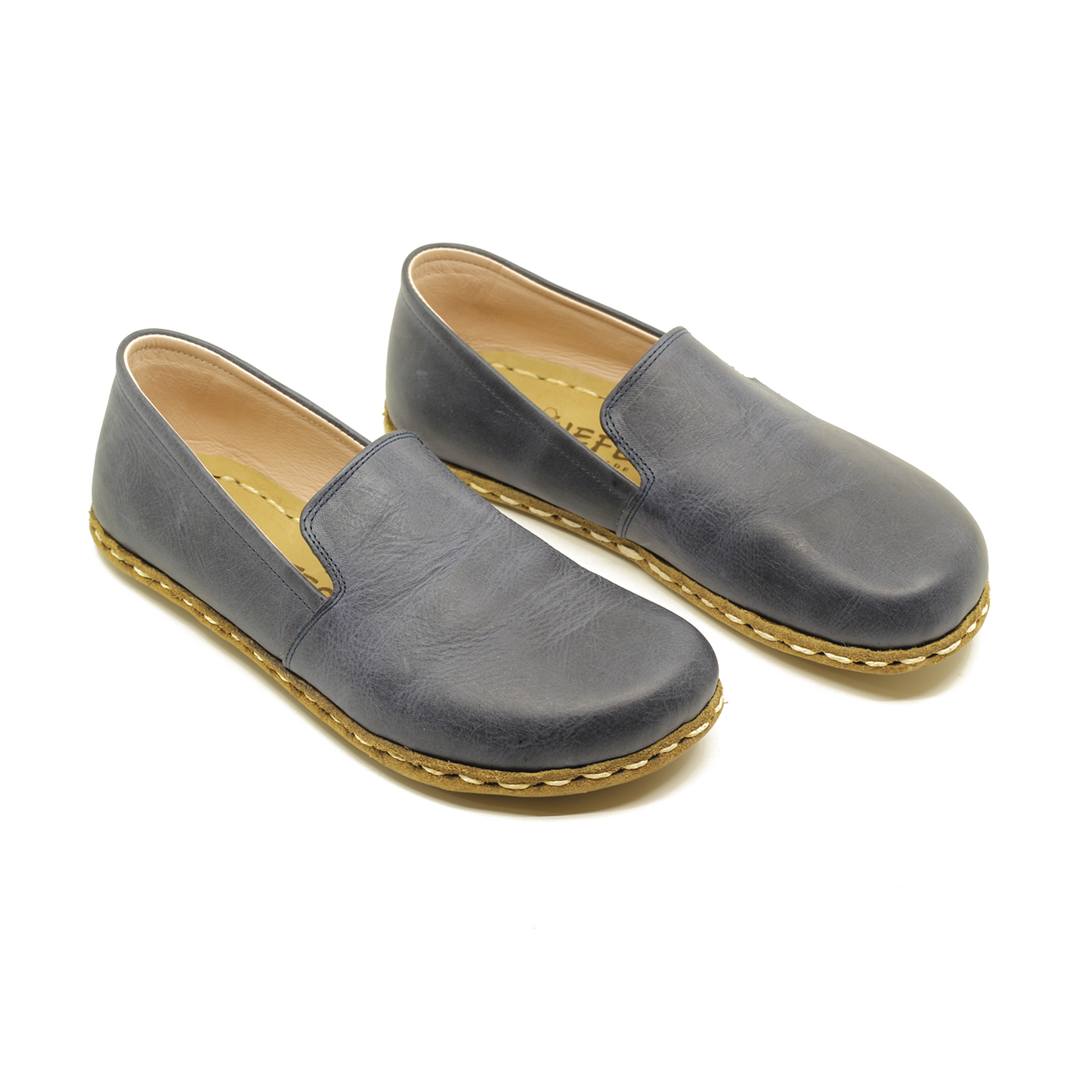 Barefoot Navy Blue Leather Women's Shoes "Modern Style"