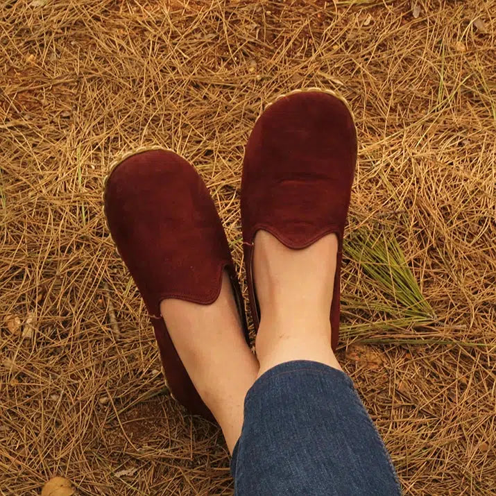 Barefoot Nubuck Burgundy Shoes Women's